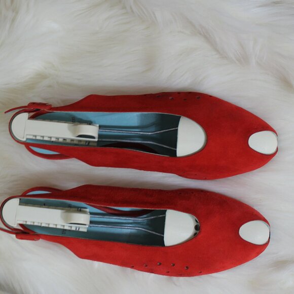 Thierry Rabotin  Madock Low Wedge Red Sling Backe sandals  Italy  size 40/9.5 - Picture 9 of 9